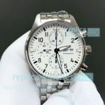 Swiss Copy IWC Schaffhausen White 43mm Pilot's Spitfire Chronograph Steel Watch 
